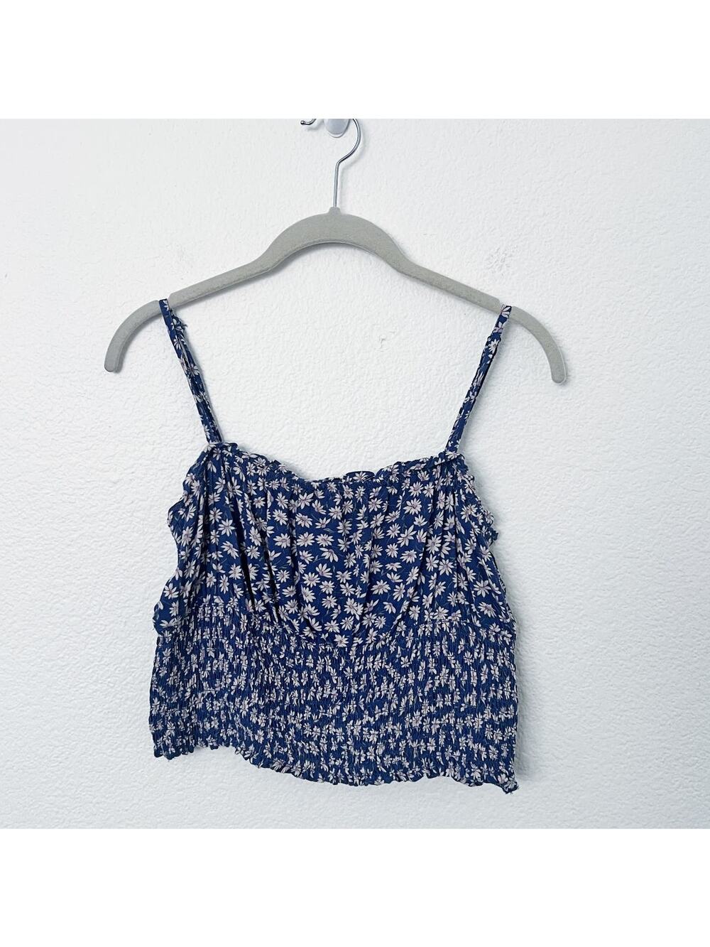 [American Eagle Outfitters] Blue Floral Ditsy Print Cropped Tank Top Sz Medium M